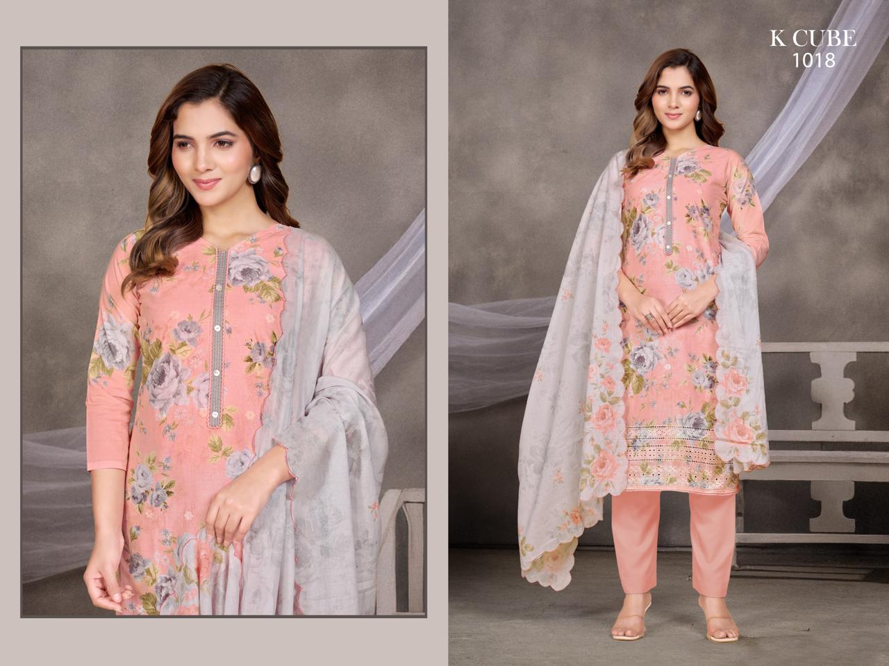 Swara 1018 K Cube Cotton Pant Style Suits Supplier India