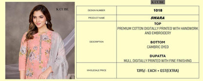 Swara 1018 K Cube Cotton Pant Style Suits Supplier India