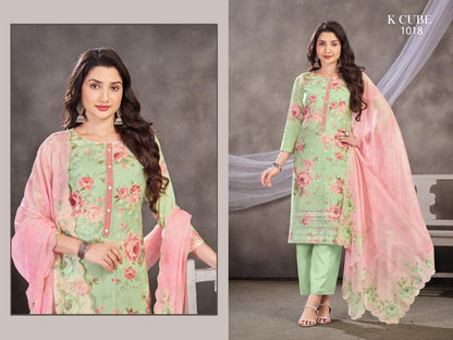 Swara 1018 K Cube Cotton Pant Style Suits Supplier India