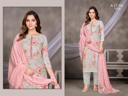 Swara 1018 K Cube Cotton Pant Style Suits Supplier India