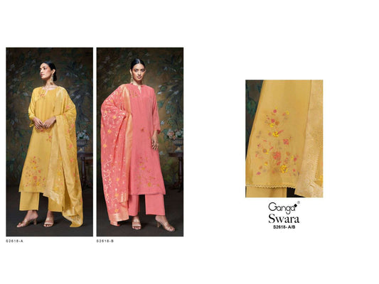 Swara 2618 Ganga Premium Bemberg Plazzo Style Suits Wholesaler Ahmedabad