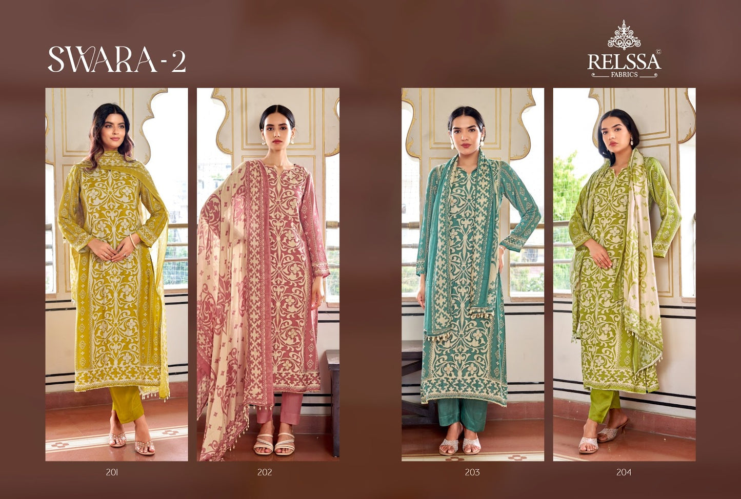 Swara 2 Relssa Fabrics Pure Maslin Pant Style Suits Exporter India