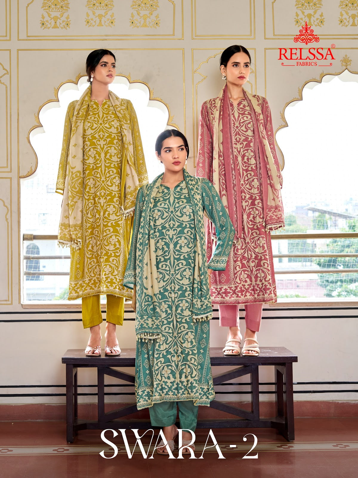 Swara 2 Relssa Fabrics Pure Maslin Pant Style Suits Exporter India
