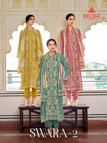 Swara 2 Relssa Fabrics Pure Maslin Pant Style Suits Exporter India
