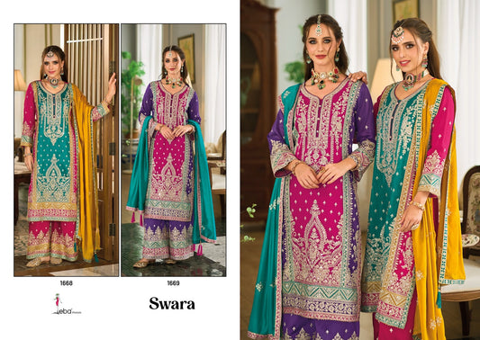 Swara Eba Lifestyle Premium Silk Readymade Plazzo Style Suits Wholesale Rate