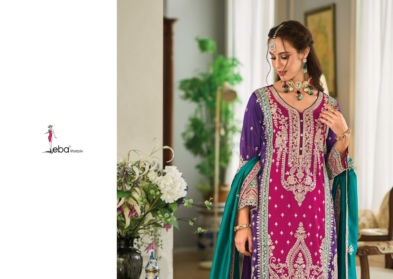 Swara Eba Lifestyle Premium Silk Readymade Plazzo Style Suits Wholesale Rate