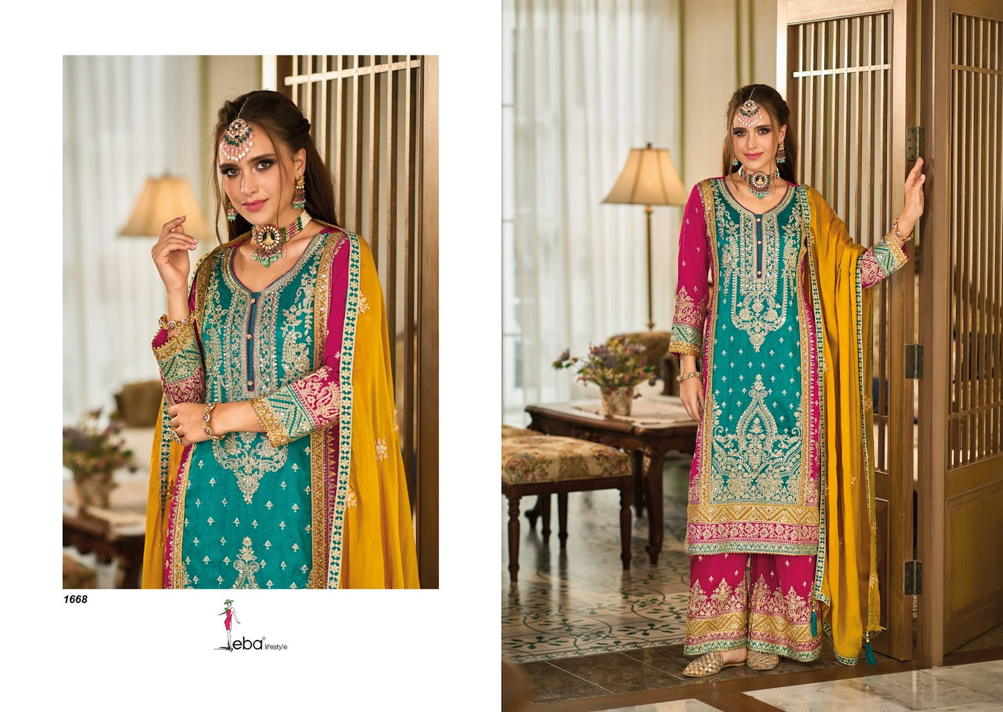 Swara Eba Lifestyle Premium Silk Readymade Plazzo Style Suits Wholesale Rate