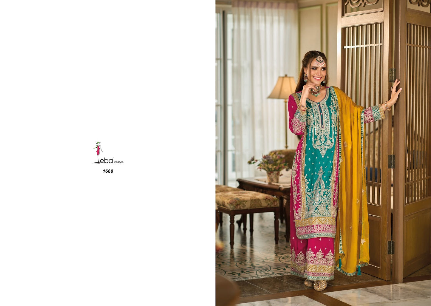 Swara Eba Lifestyle Premium Silk Readymade Plazzo Style Suits Wholesale Rate