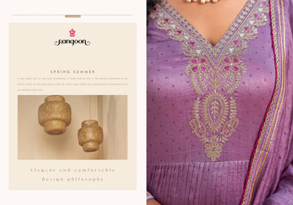 Swara Rangoon Silk Readymade Pant Style Suits Exporter India