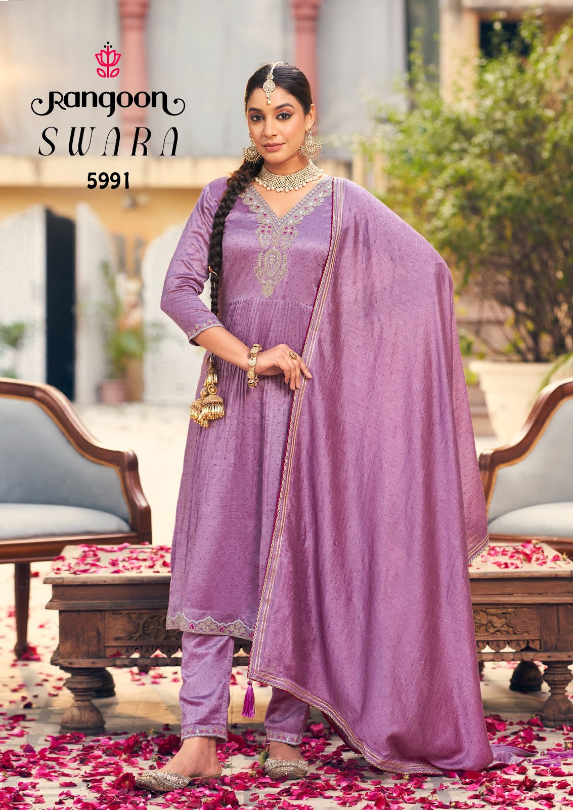 Swara Rangoon Silk Readymade Pant Style Suits Exporter India
