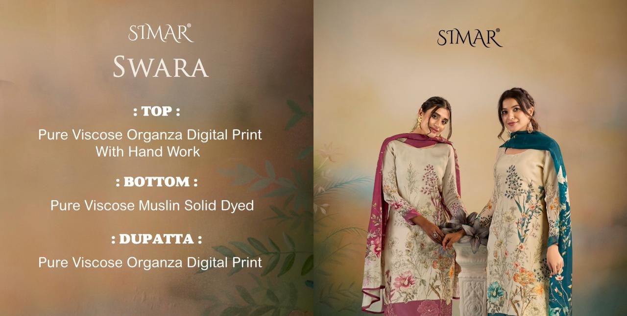 Swara Simar Viscose Organza Pant Style Suits Manufacturer