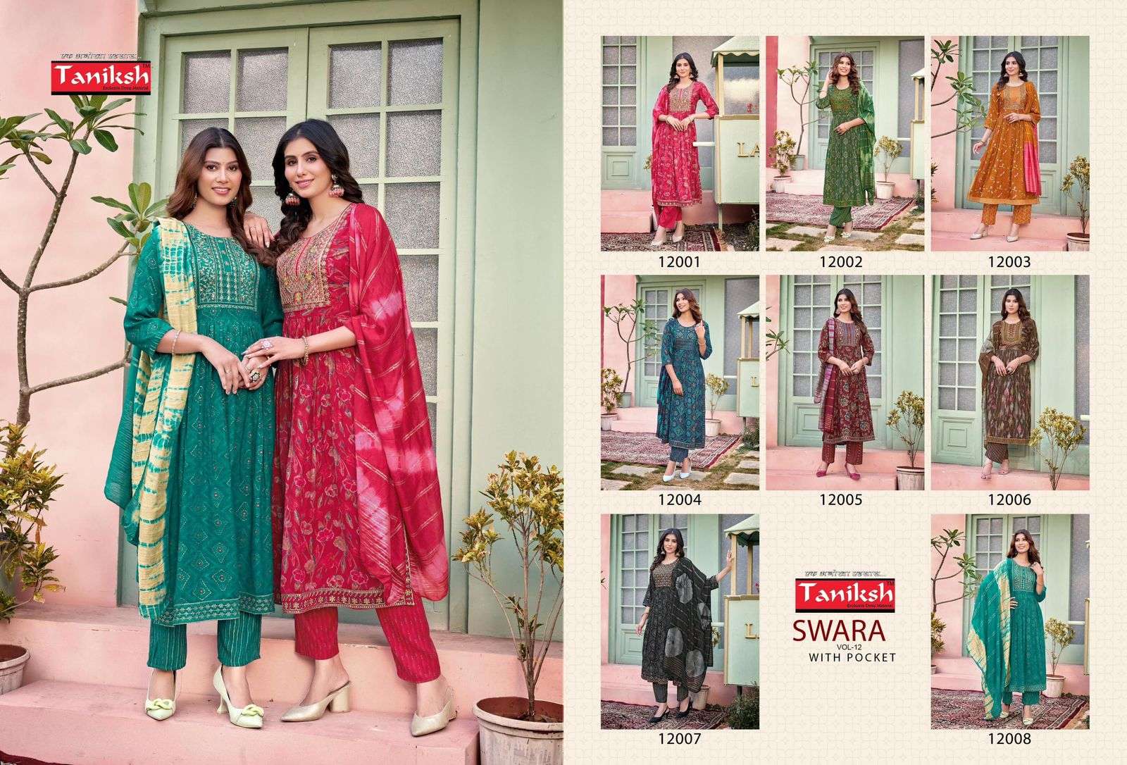 Swara Vol 12 Taniksh Capsule Rayon Readymade Pant Style Suits Wholesaler