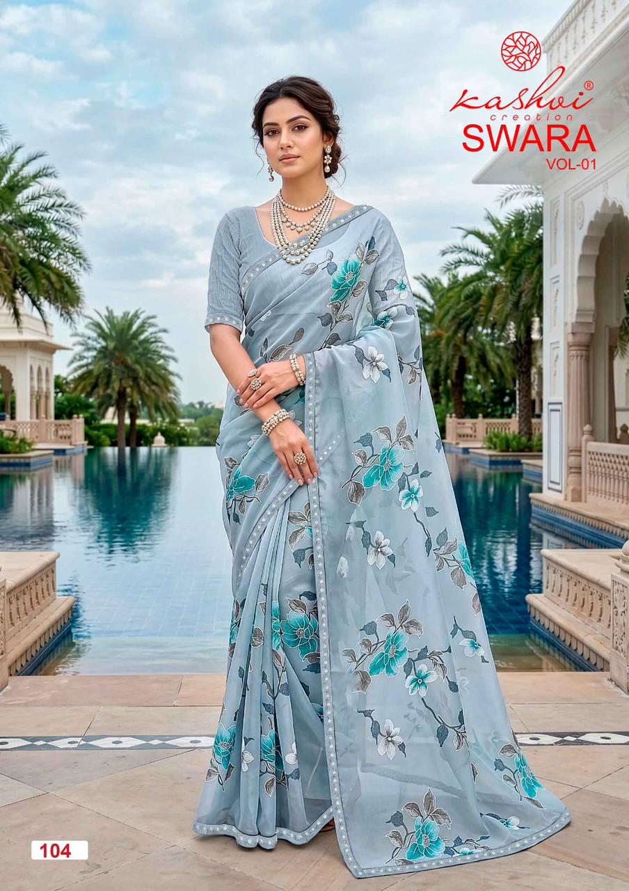 Swara Vol 1 Kashvi Creation Georgette Sarees Manufacturer Gujarat