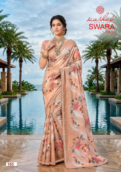 Swara Vol 1 Kashvi Creation Georgette Sarees Manufacturer Gujarat