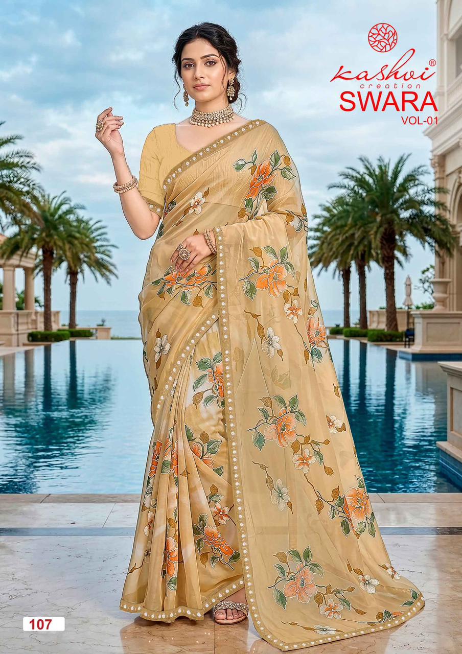 Swara Vol 1 Kashvi Creation Georgette Sarees Manufacturer Gujarat