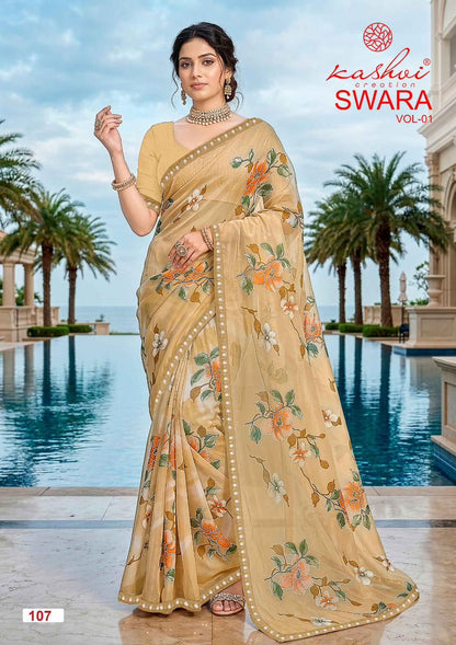 Swara Vol 1 Kashvi Creation Georgette Sarees Manufacturer Gujarat
