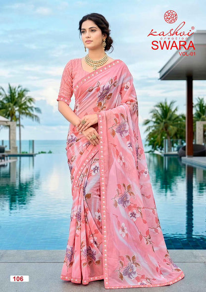 Swara Vol 1 Kashvi Creation Georgette Sarees Manufacturer Gujarat