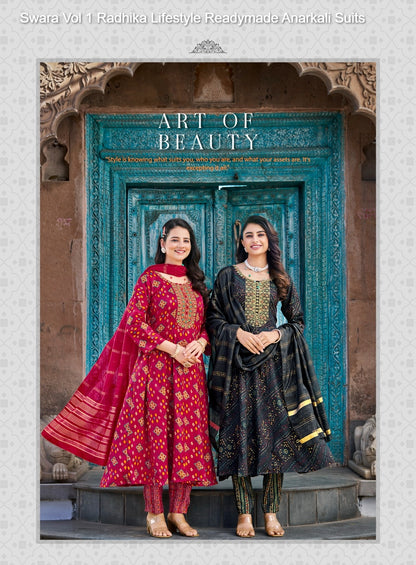 Swara Vol 1 Radhika Lifestyle Reyon Readymade Anarkali Suits Wholesale Price