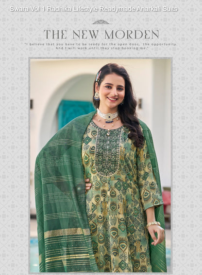 Swara Vol 1 Radhika Lifestyle Reyon Readymade Anarkali Suits Wholesale Price