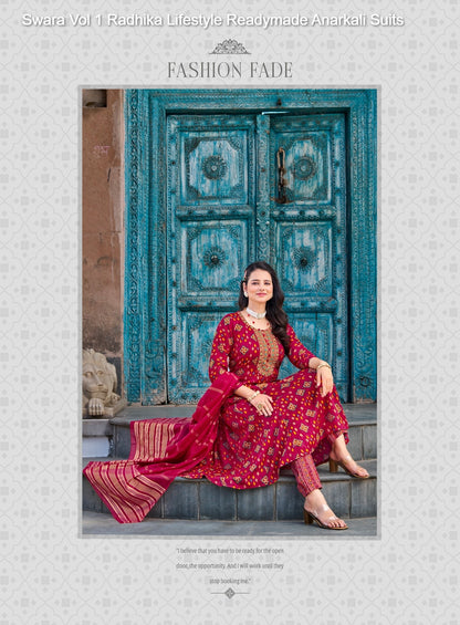 Swara Vol 1 Radhika Lifestyle Reyon Readymade Anarkali Suits Wholesale Price