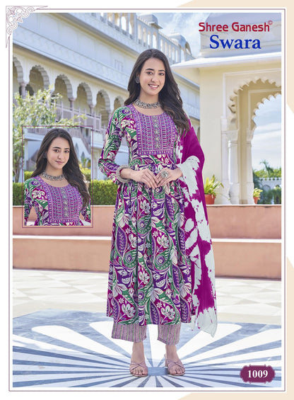 Swara Vol 1 Shree Ganesh Rayon Readymade Anarkali Suits Wholesaler Ahmedabad