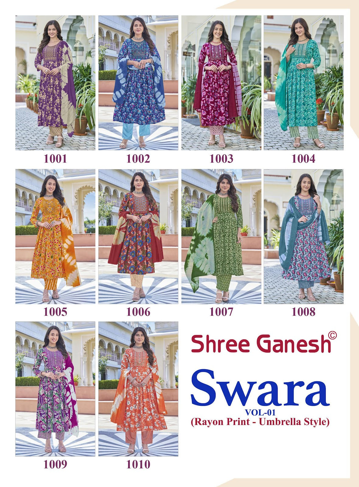 Swara Vol 1 Shree Ganesh Rayon Readymade Anarkali Suits Wholesaler Ahmedabad