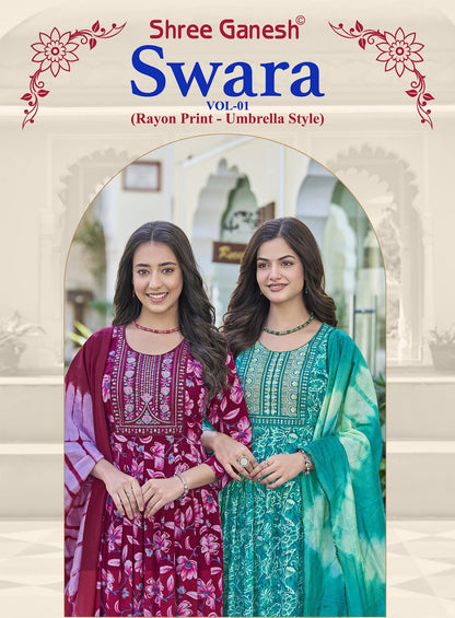 Swara Vol 1 Shree Ganesh Rayon Readymade Anarkali Suits Wholesaler Ahmedabad