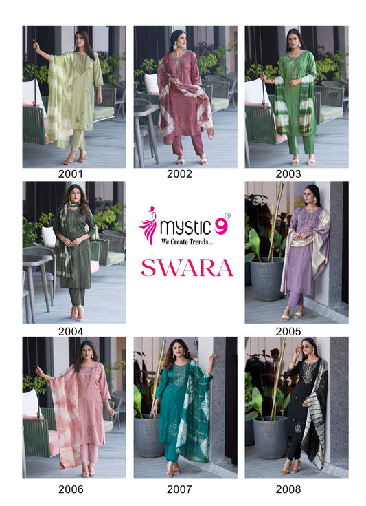 Swara Vol 2 Mystic 9 Rayon Dobby Readymade Pant Style Suits Wholesale Rate