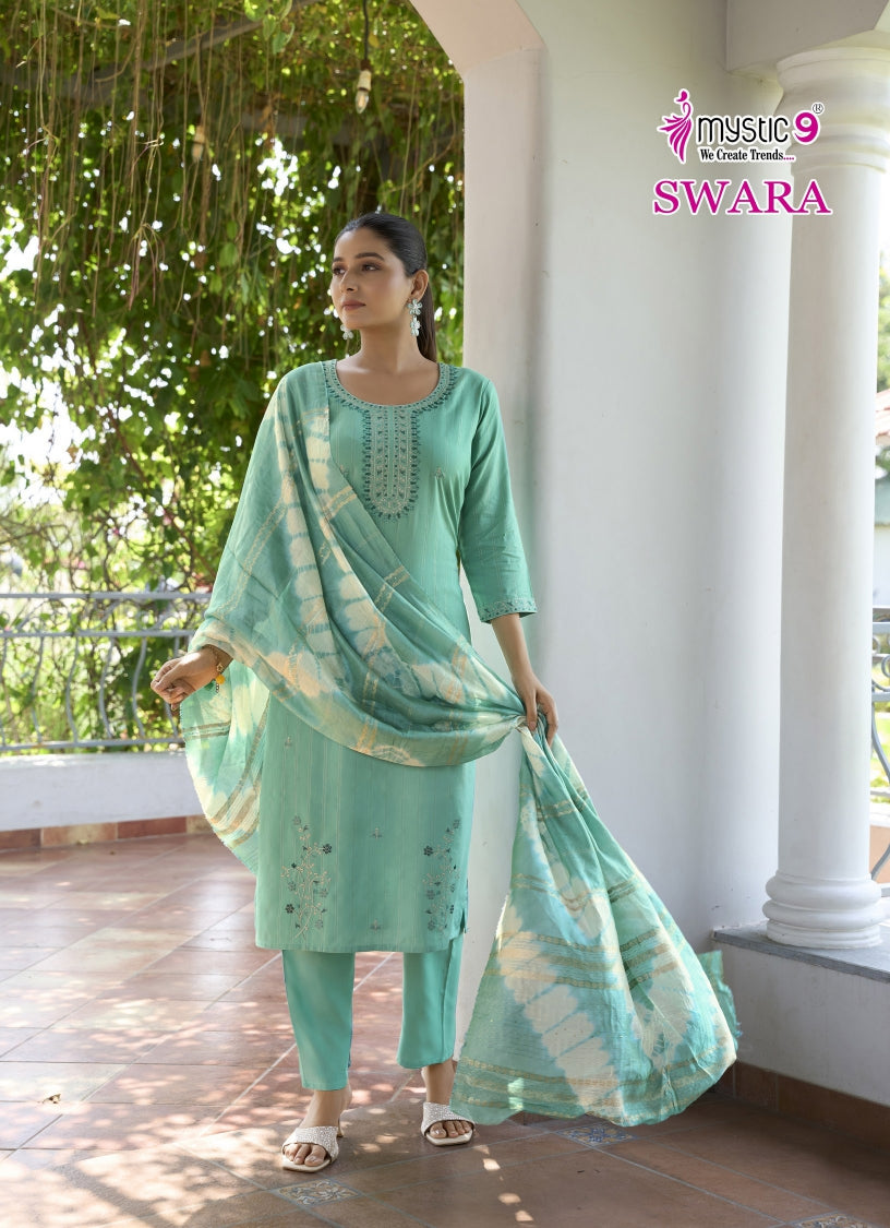 Swara Vol 3 Mystic 9 Rayon Dobby Readymade Pant Style Suits Supplier Gujarat