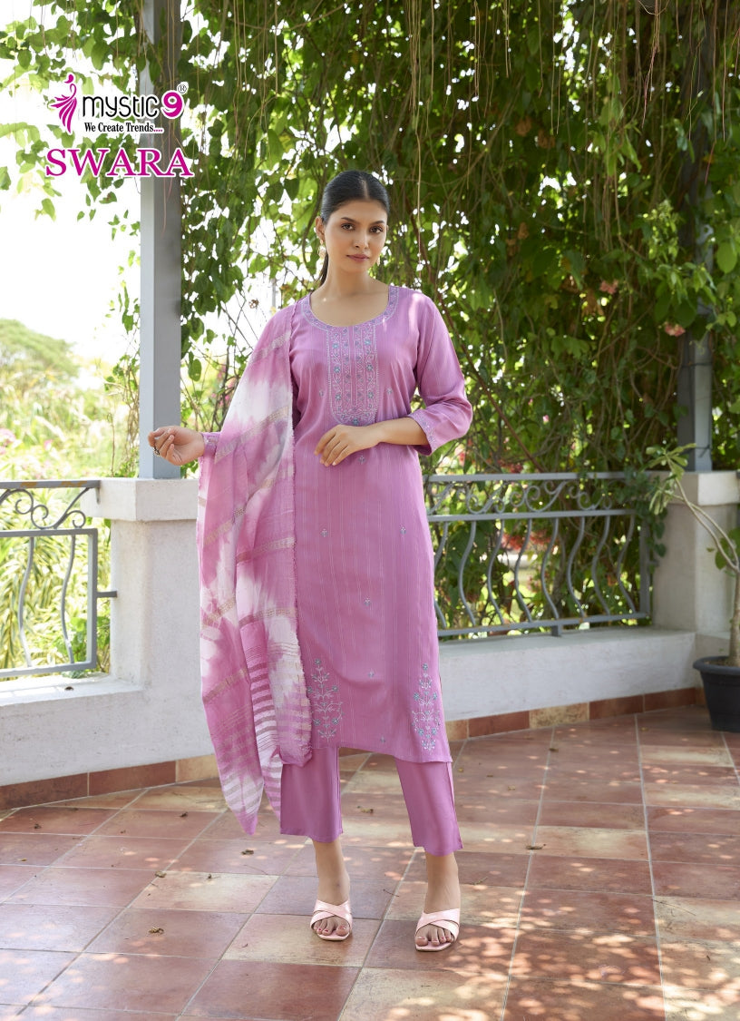 Swara Vol 3 Mystic 9 Rayon Dobby Readymade Pant Style Suits Supplier Gujarat