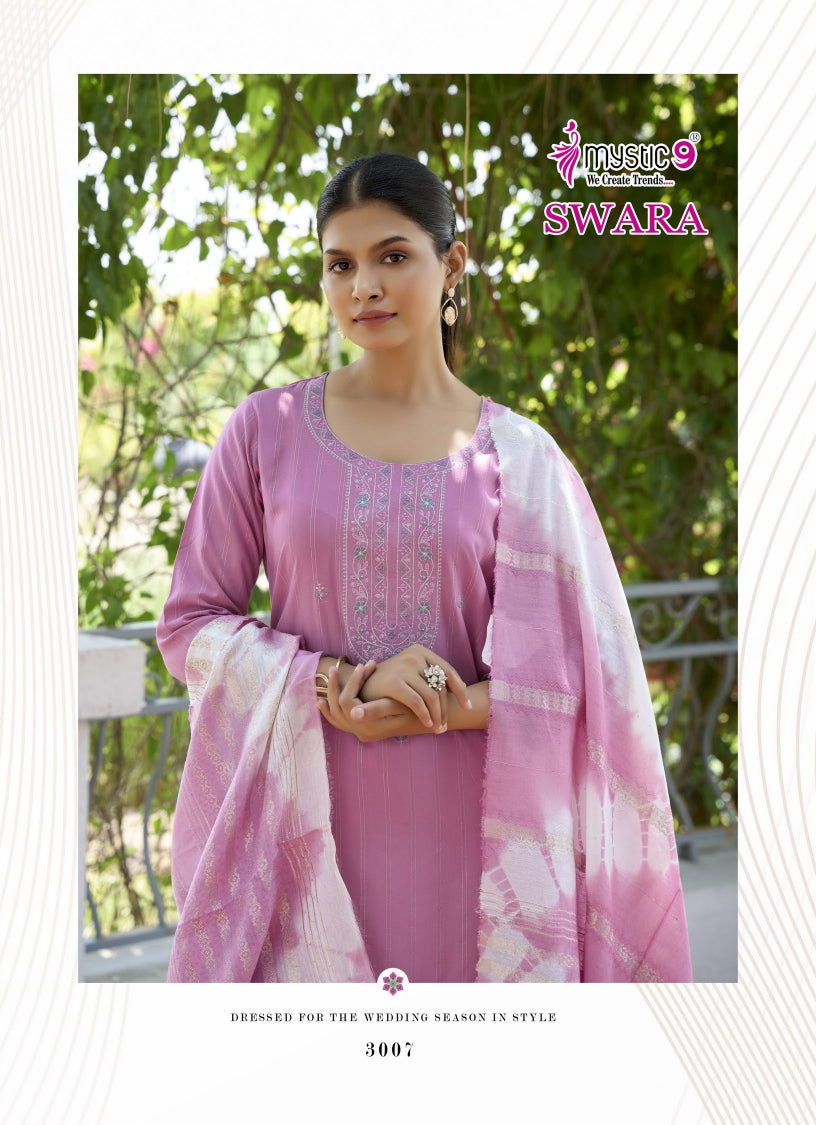 Swara Vol 3 Mystic 9 Rayon Dobby Readymade Pant Style Suits Supplier Gujarat