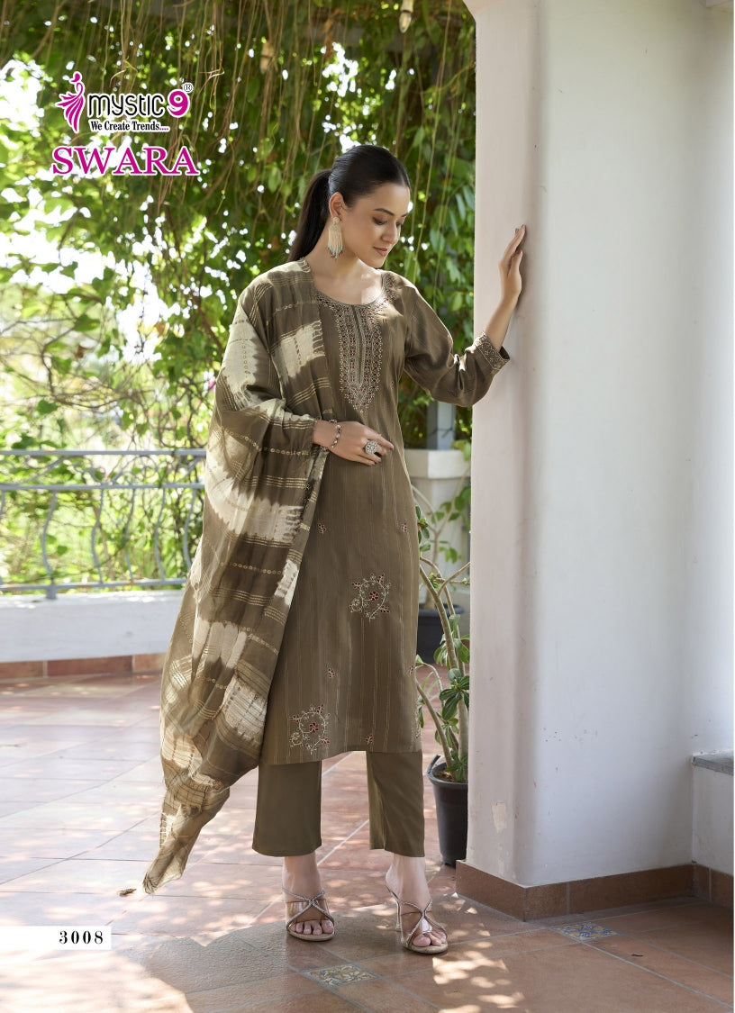 Swara Vol 3 Mystic 9 Rayon Dobby Readymade Pant Style Suits Supplier Gujarat