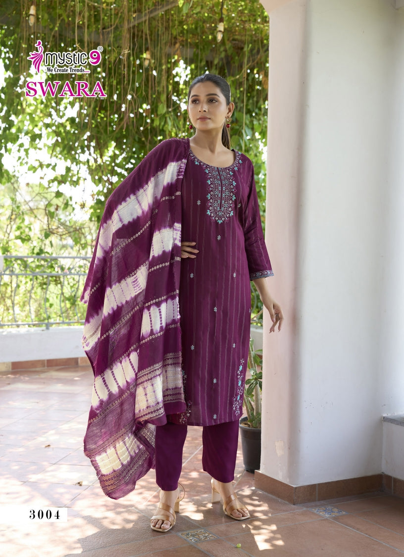 Swara Vol 3 Mystic 9 Rayon Dobby Readymade Pant Style Suits Supplier Gujarat