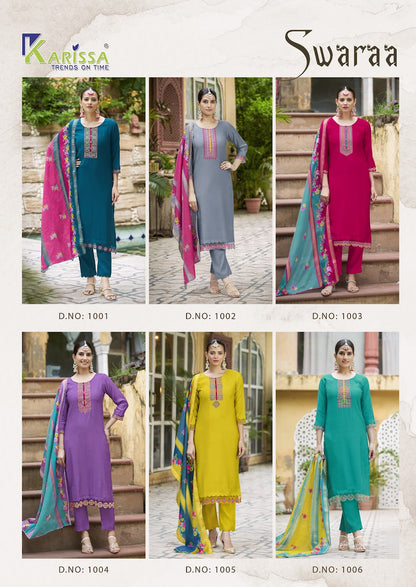 Swaraa Karissa Viscose Weaving Readymade Pant Style Suits Wholesaler