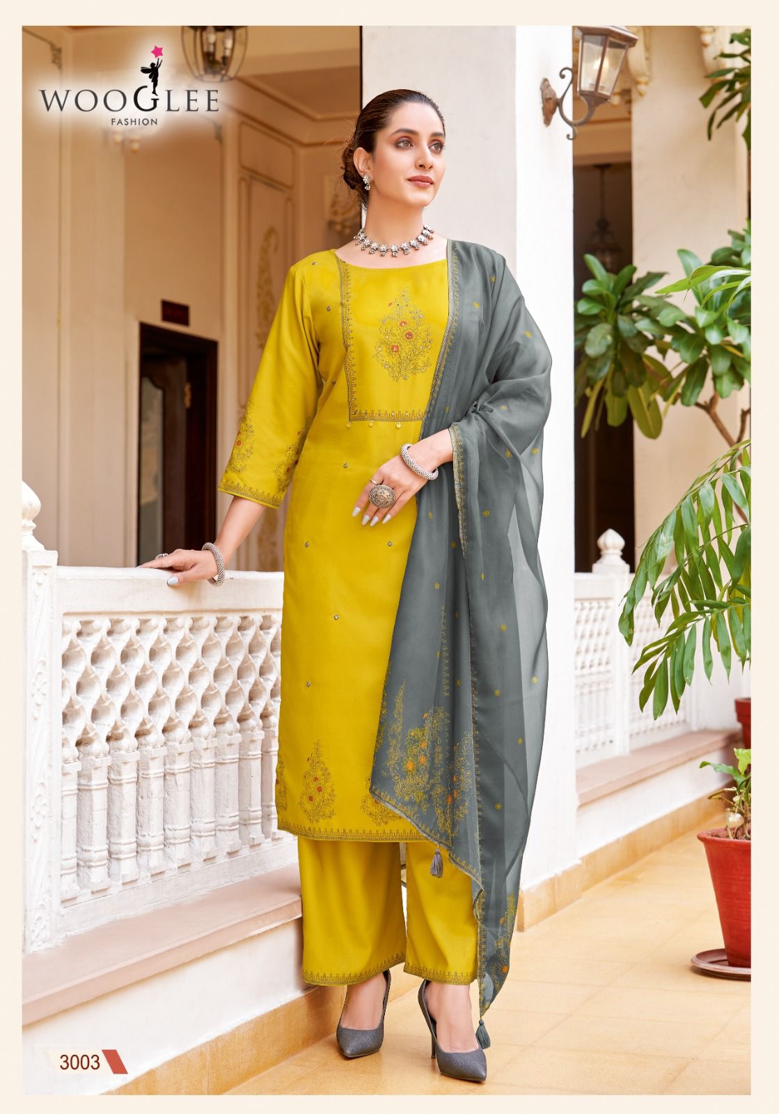 Swaraj Wooglee Viscose Weaving Readymade Plazzo Style Suits Wholesaler