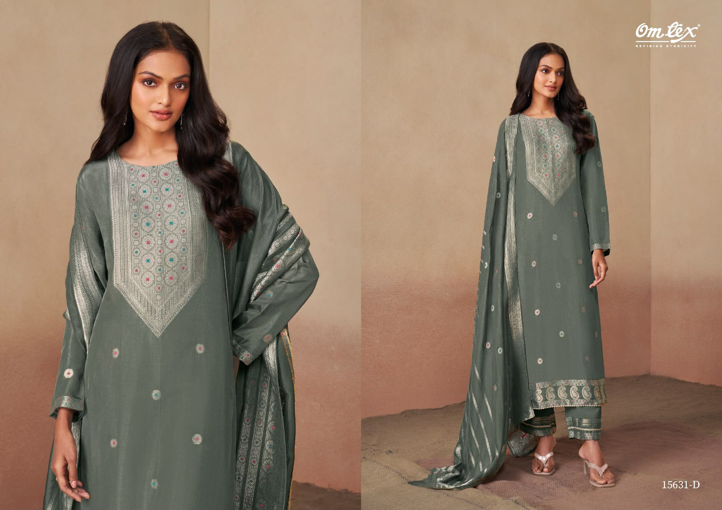 Swarali Omtex Silk Jacquard Pant Style Suits Manufacturer India