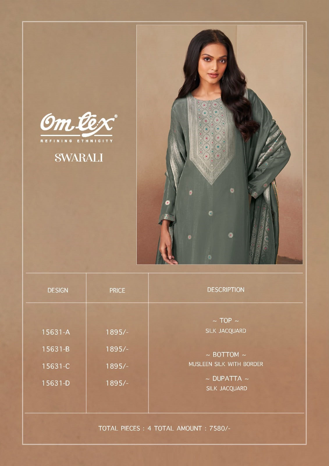 Swarali Omtex Silk Jacquard Pant Style Suits Manufacturer India