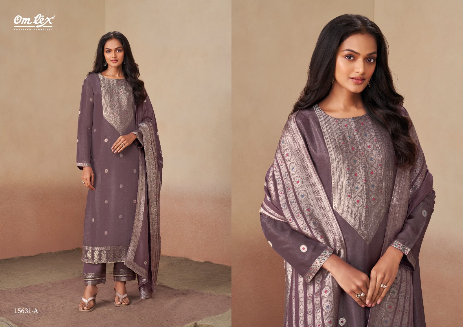 Swarali Omtex Silk Jacquard Pant Style Suits Manufacturer India