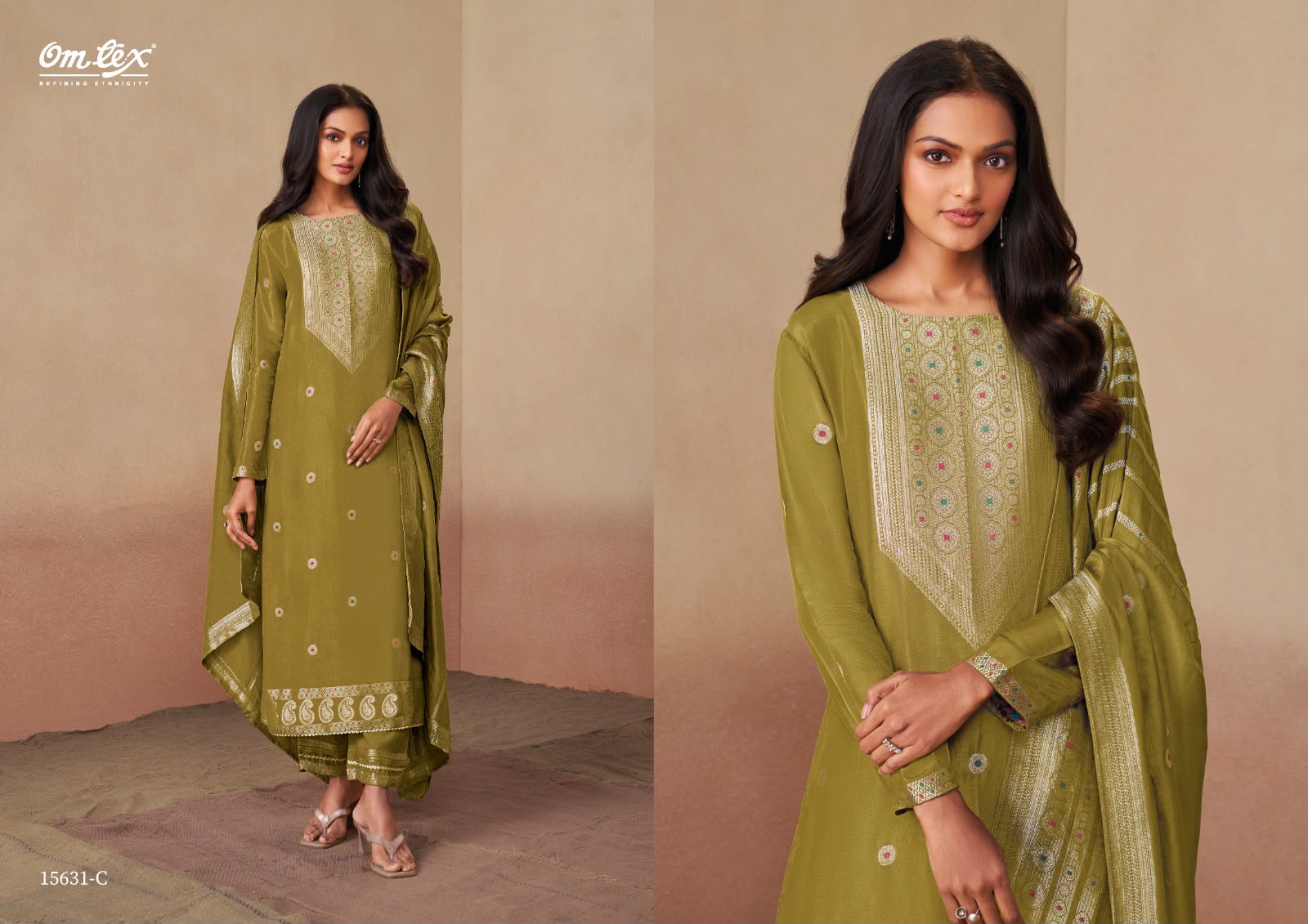 Swarali Omtex Silk Jacquard Pant Style Suits Manufacturer India