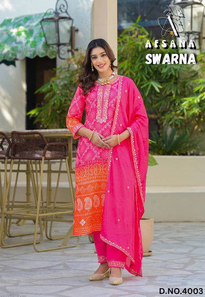 Swarna Afsana Viscose Muslin Readymade Pant Style Suits Wholesale Rate