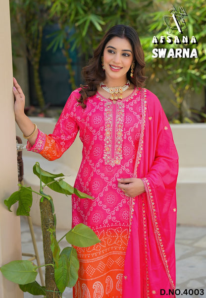 Swarna Afsana Viscose Muslin Readymade Pant Style Suits Manufacturer