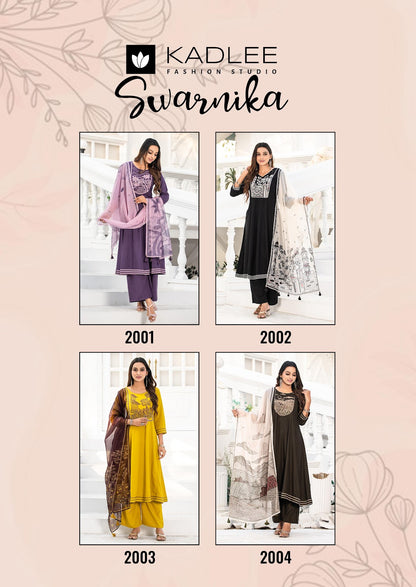 Swarnika Kadlee Heavy Rayon Readymade Plazzo Style Suits Supplier