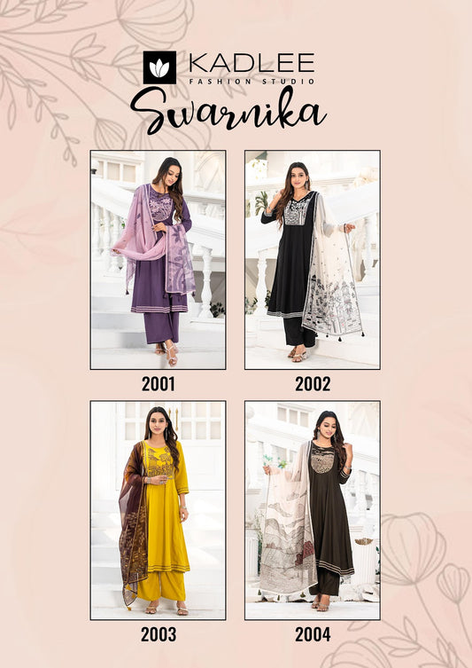 Swarnika Kadlee Heavy Rayon Readymade Plazzo Style Suits Supplier