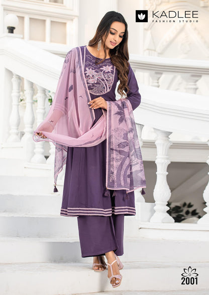 Swarnika Kadlee Heavy Rayon Readymade Plazzo Style Suits Supplier