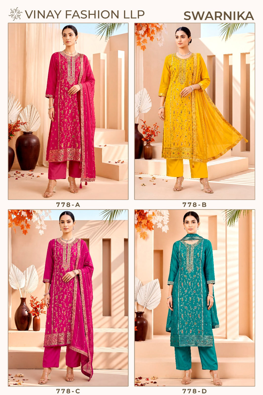 Swarnika Vinay Fashion Llp Dola Silk Pant Style Suits Wholesale Price