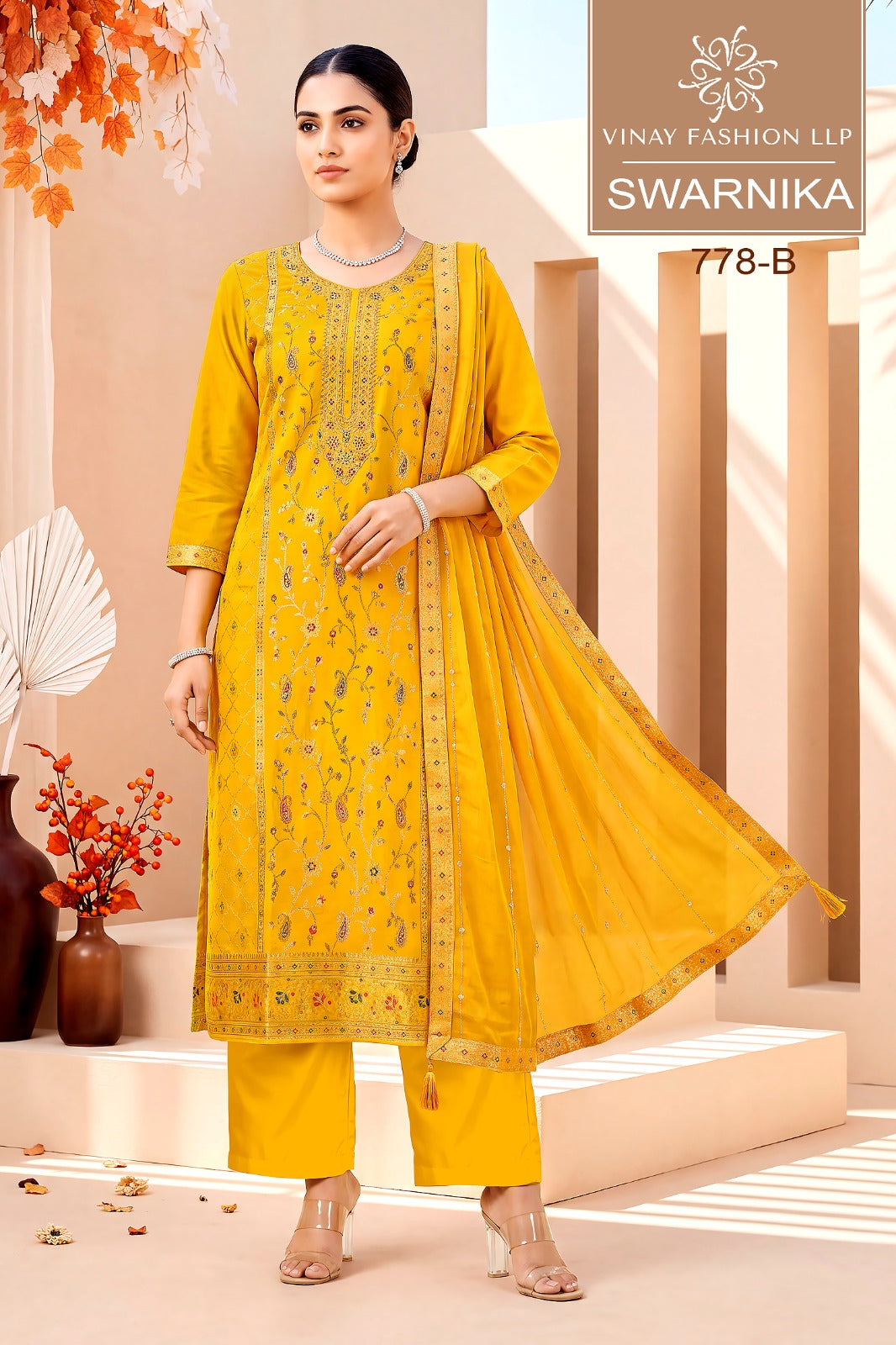 Swarnika Vinay Fashion Llp Dola Silk Pant Style Suits Wholesale Price