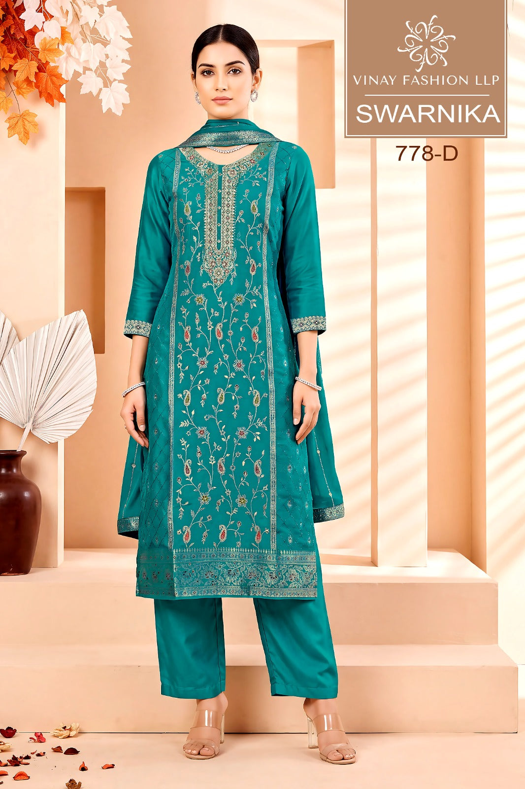 Swarnika Vinay Fashion Llp Dola Silk Pant Style Suits Wholesale Price
