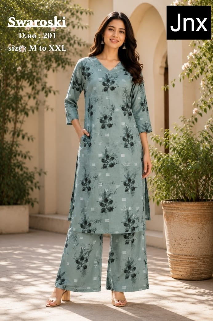 Swaroski Jnx Rayon 22Kg Kurti Plazzo Set Exporter Ahmedabad