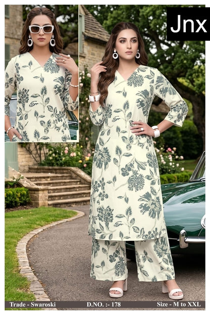 Swaroski Jnx Rayon 22Kg Kurti Plazzo Set Exporter Ahmedabad