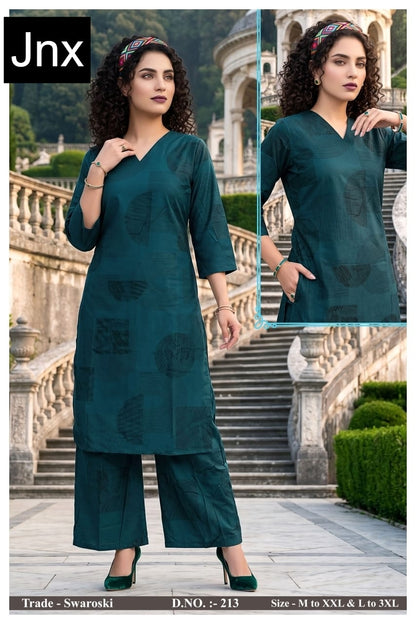 Swaroski Jnx Rayon 22Kg Kurti Plazzo Set Exporter Ahmedabad